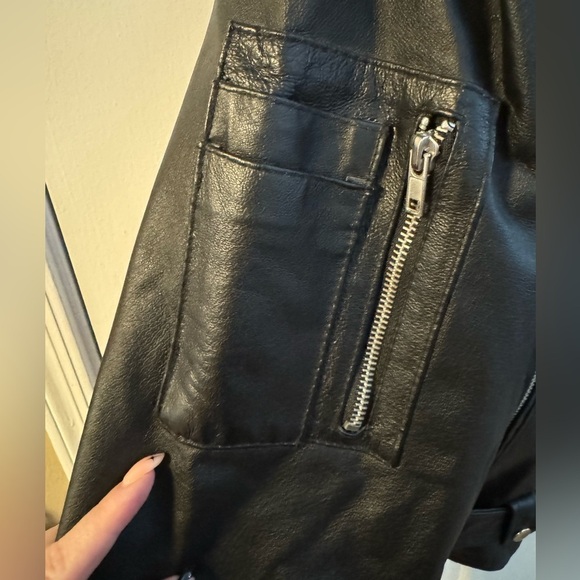 Leather Biker Moto Jacket Custom Embroidered Eagle Motorcycle Lined Medium - Picture 5 of 16